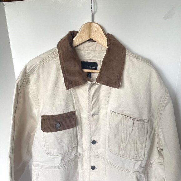 Banana Republic Heritage Chore Coat Mens XL White Denim Workwear Jacket Corduroy - Picture 4 of 10